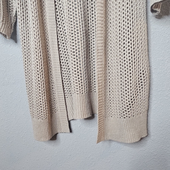 Wishlist Cardigan Womens Small Medium Beige Crochet Knit Long Duster Open Front - Picture 6 of 11
